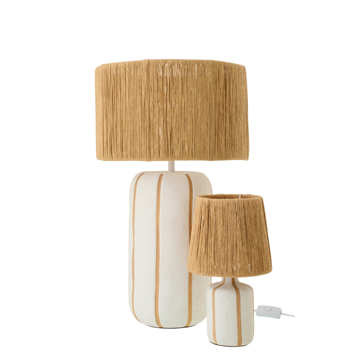 Table Lamp Striped Ceramic Natural/White Large J-Line