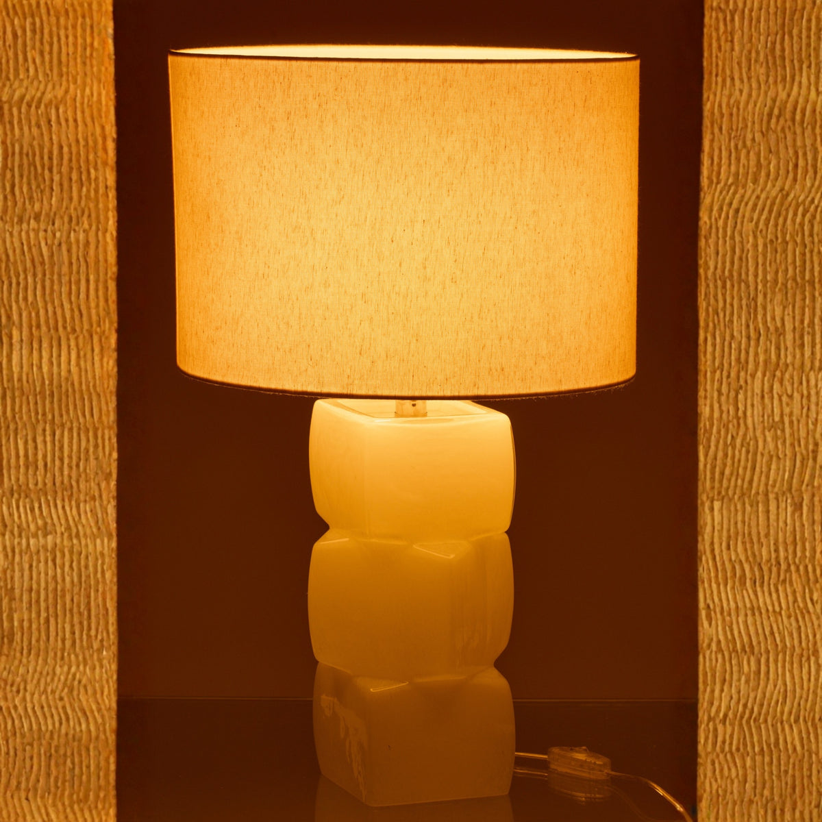 Table Lamp 3 Glass Cubes White J-Line