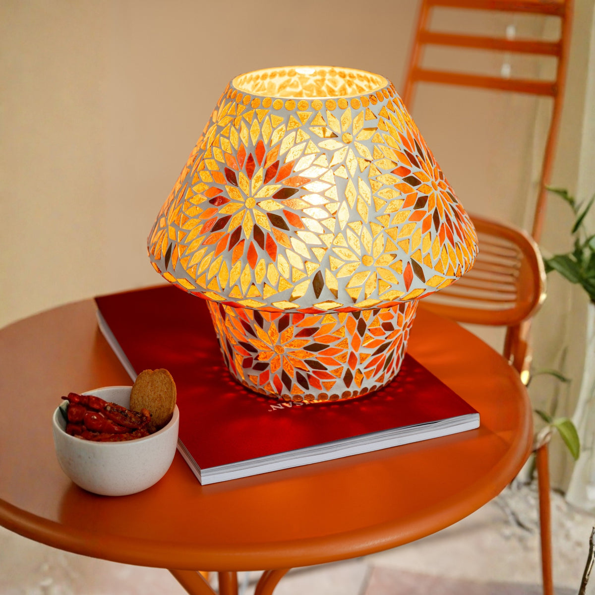 Garden Table Tripod Round Metal Orange Large J-Line