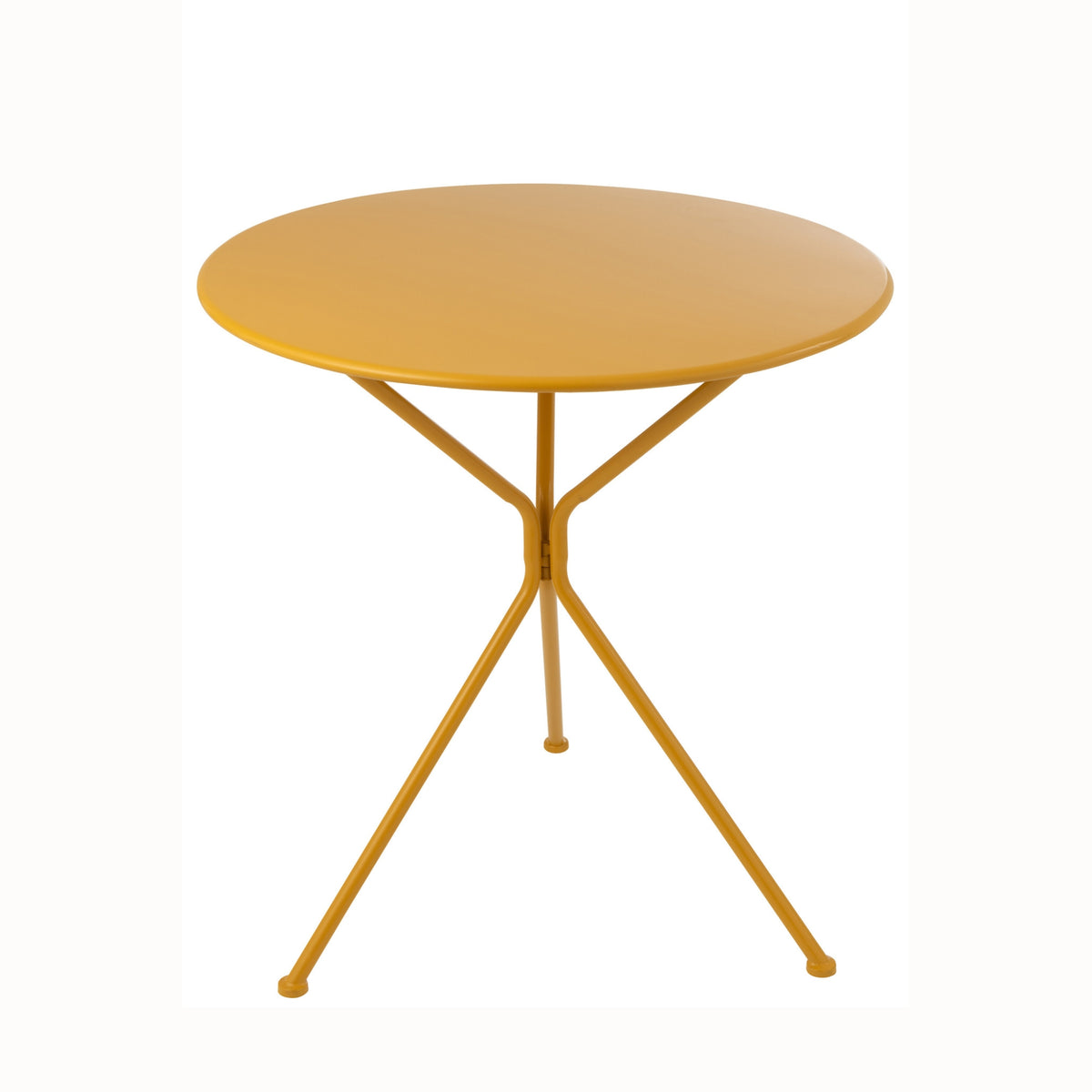 Garden Table Tripod Round Metal Ochre Yellow Large J-Line