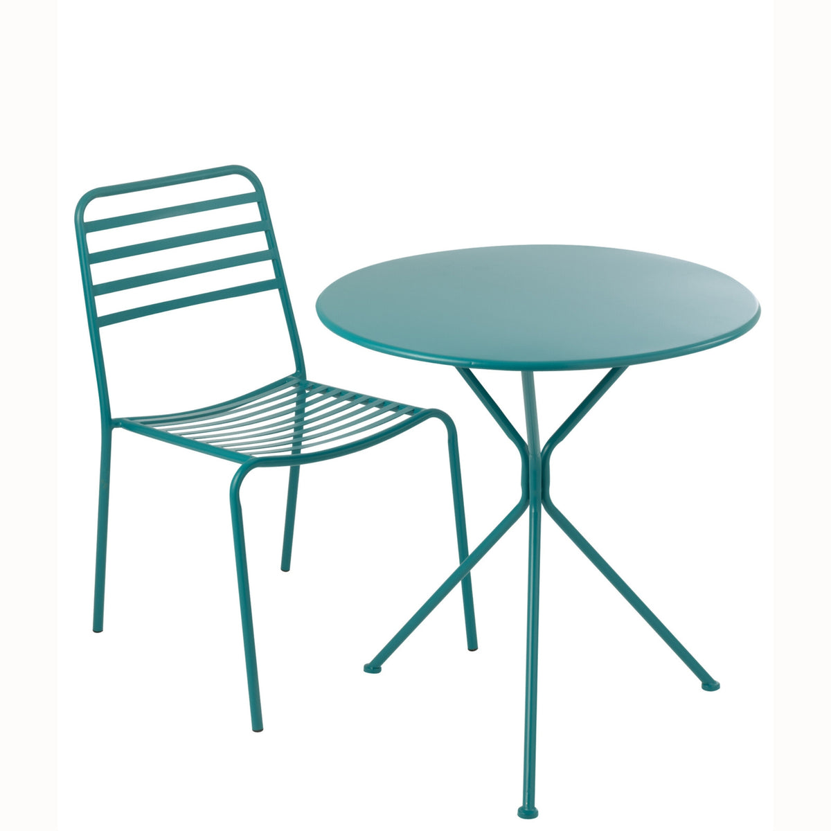 Garden Table Tripod Round Metal Turquoise Large J-Line