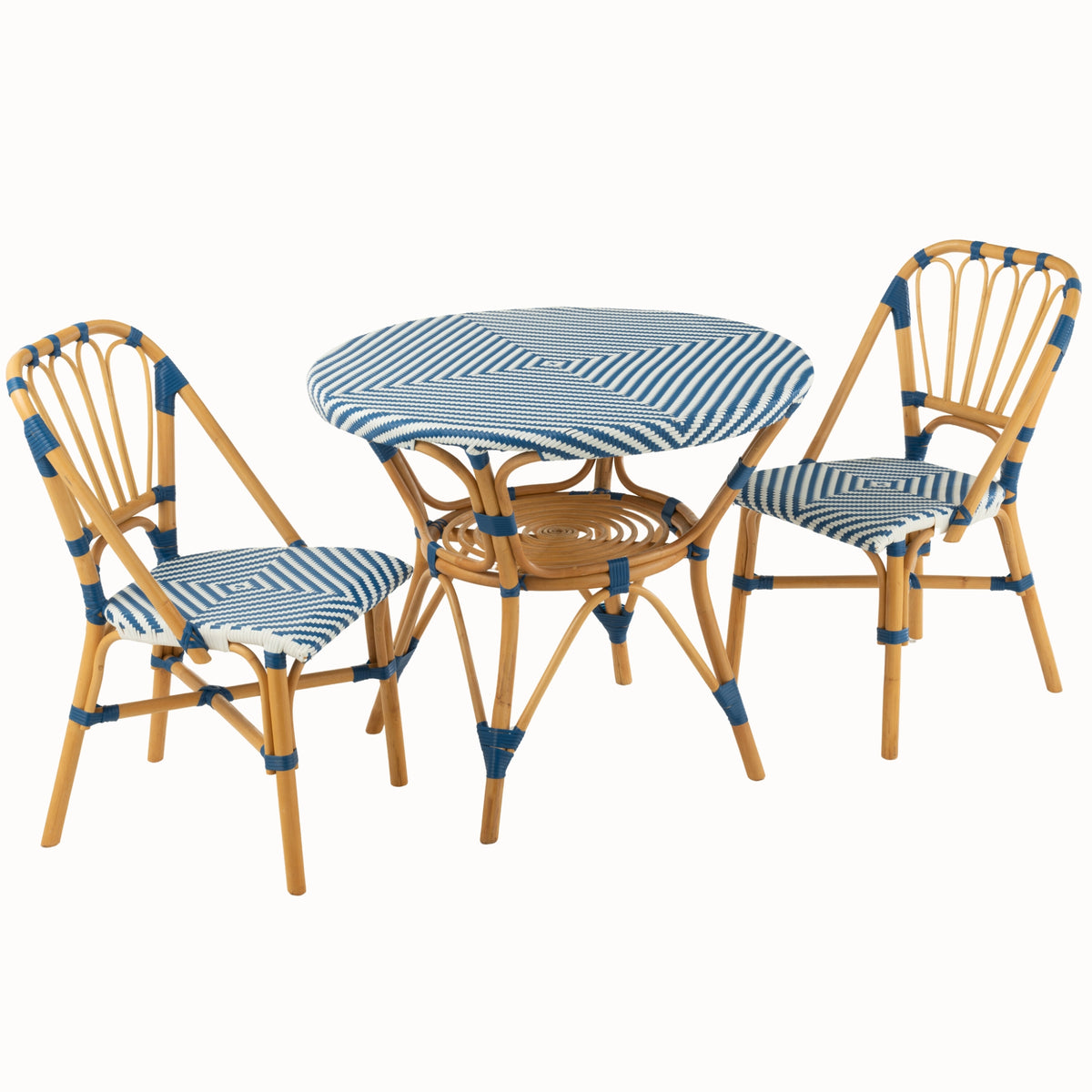 Dining Table Rattan Blue/White J-Line