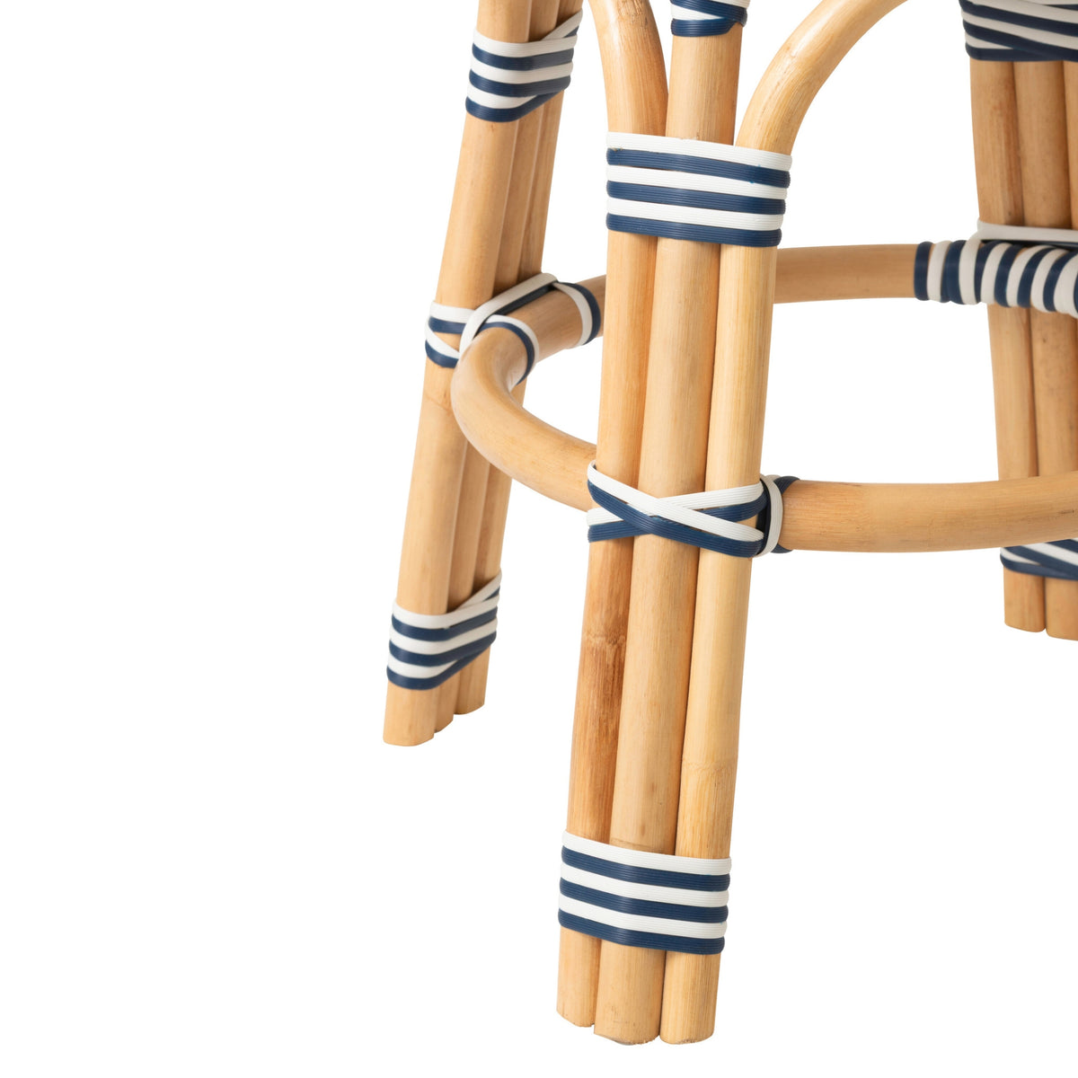 Outdoor Stool Geo Round Rattan Blue/White J-Line