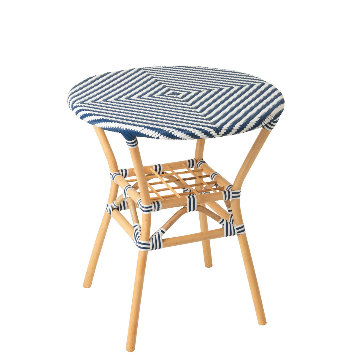 Outdoor Dining Table Geo Round Rattan Blue/White J-Line