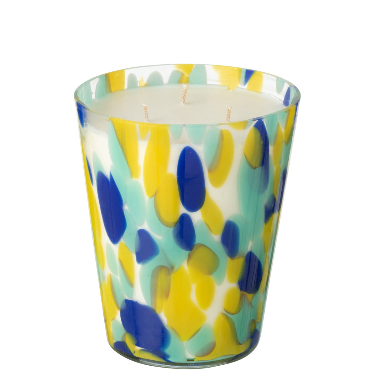 Scented Candle Noa Blue/Yellow Large -95 hours J-Line