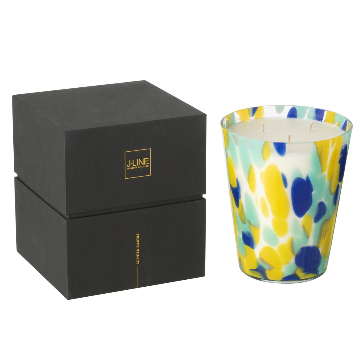 Scented Candle Noa Blue/Yellow Large -95 hours J-Line