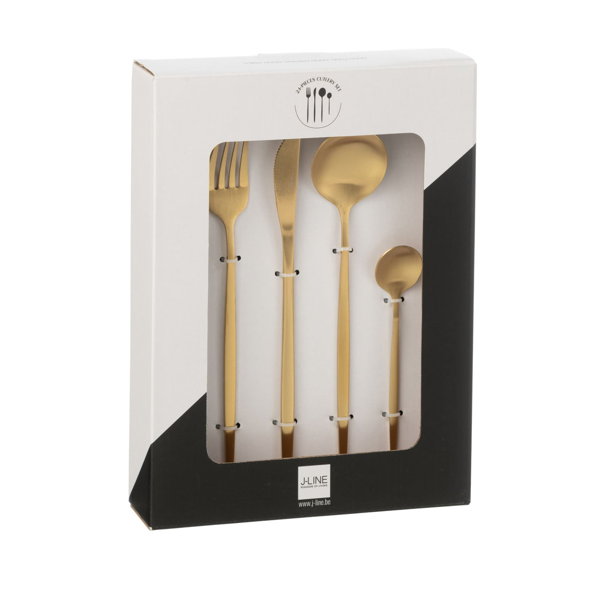 Cutlery Set Box A 24 Pieces Stainless Steel Matte Gold J-Line