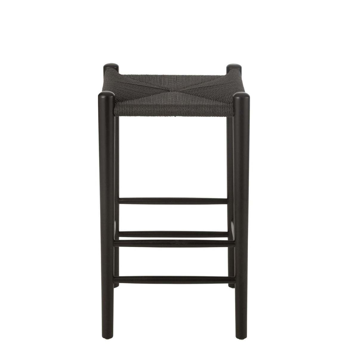Bar stool Oriental Beech Wood/Rope Black J-Line