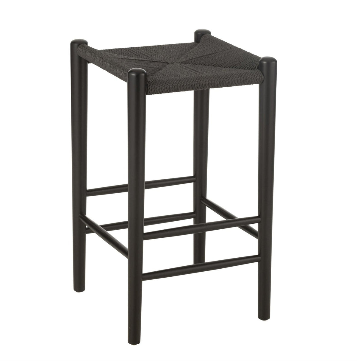 Bar stool Oriental Beech Wood/Rope Black J-Line
