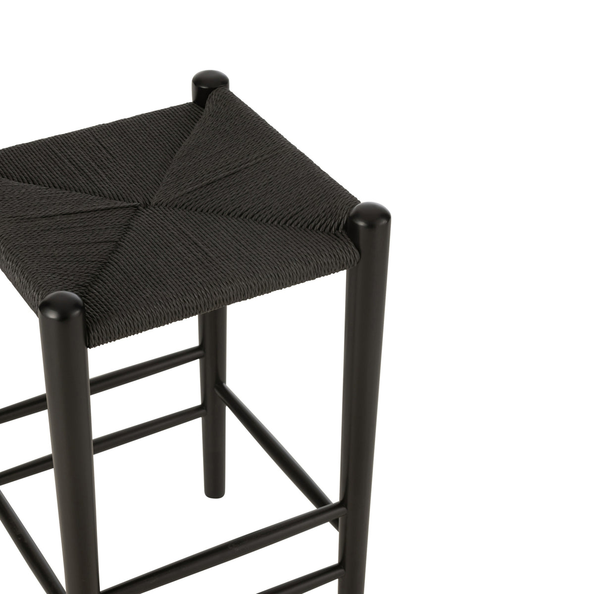 Bar stool Oriental Beech Wood/Rope Black J-Line