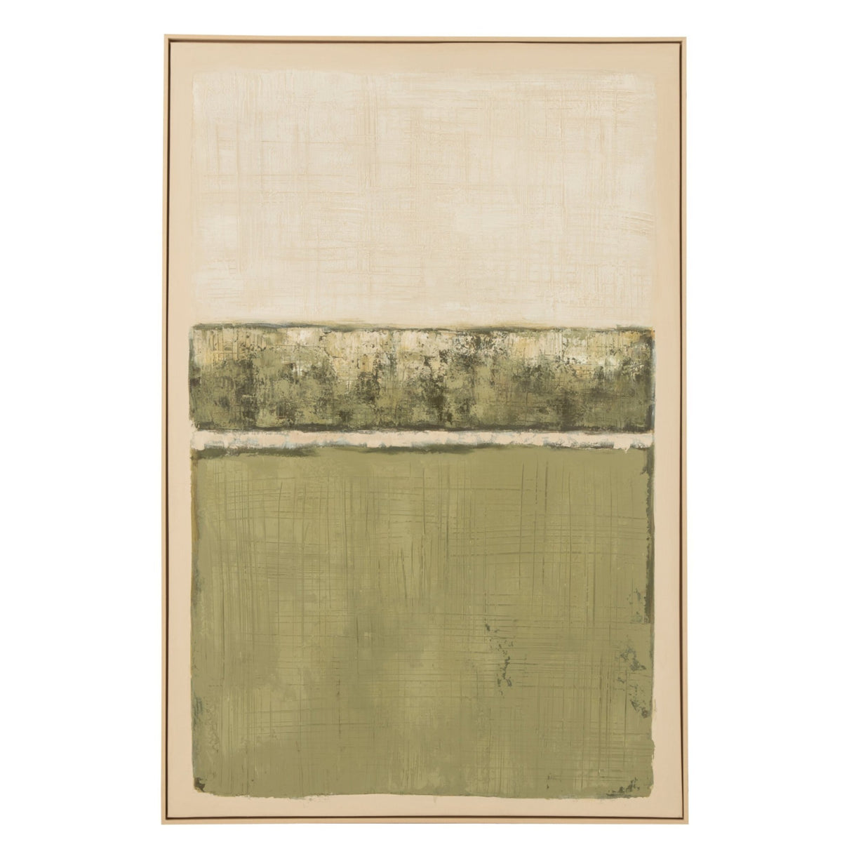 Rectangular Pine Wood Painting Beige/Dark Green J-Line