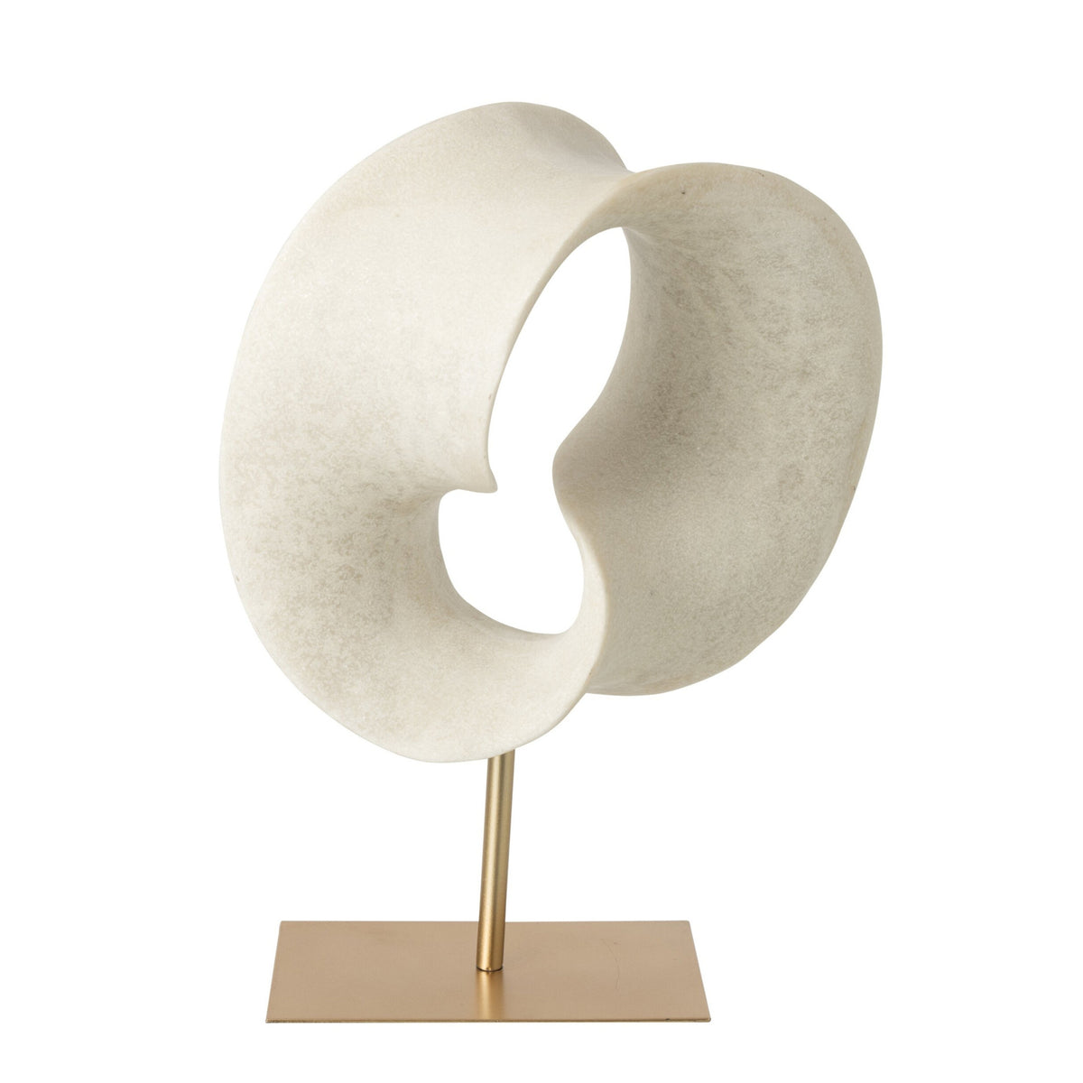 Abstract Decoration Resin White/Gold Large J-Line