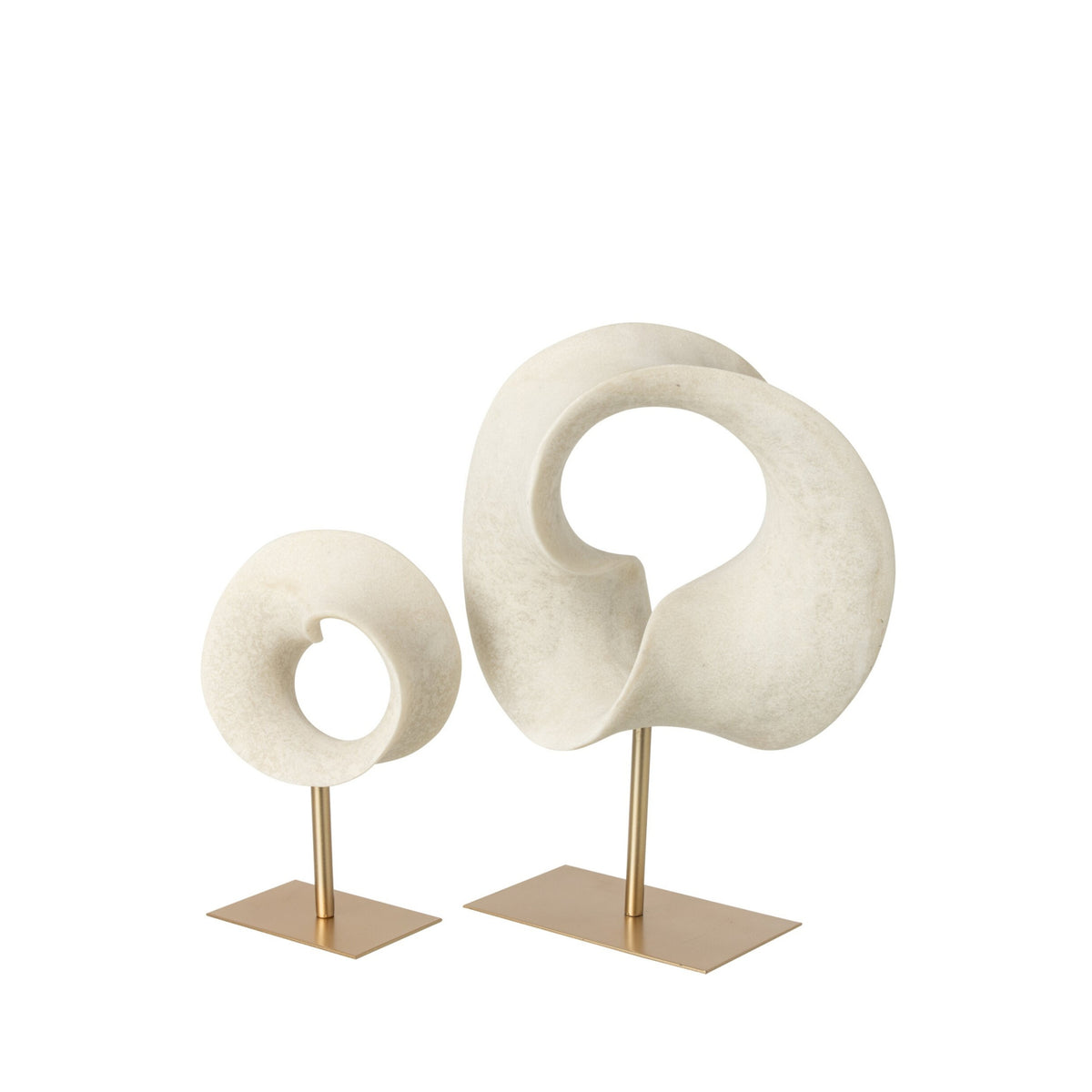 Abstract Decoration Resin White/Gold Large J-Line