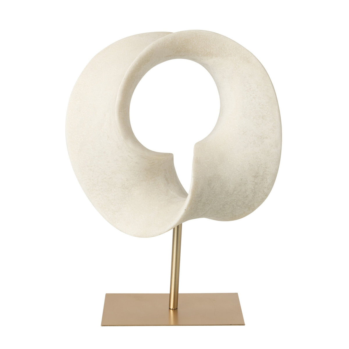 Abstract Decoration Resin White/Gold Large J-Line