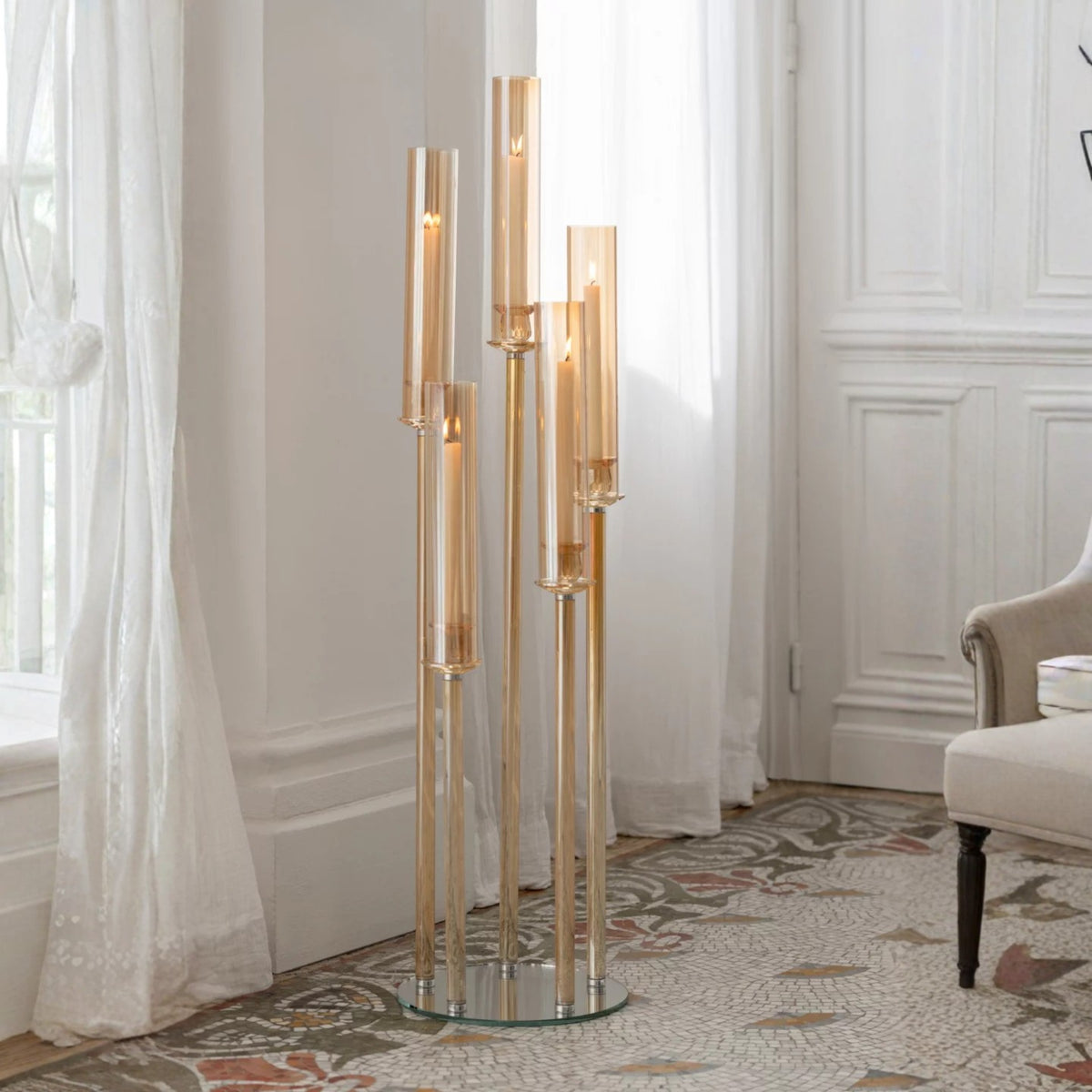 Candle Holder Crystal Gold J-Line