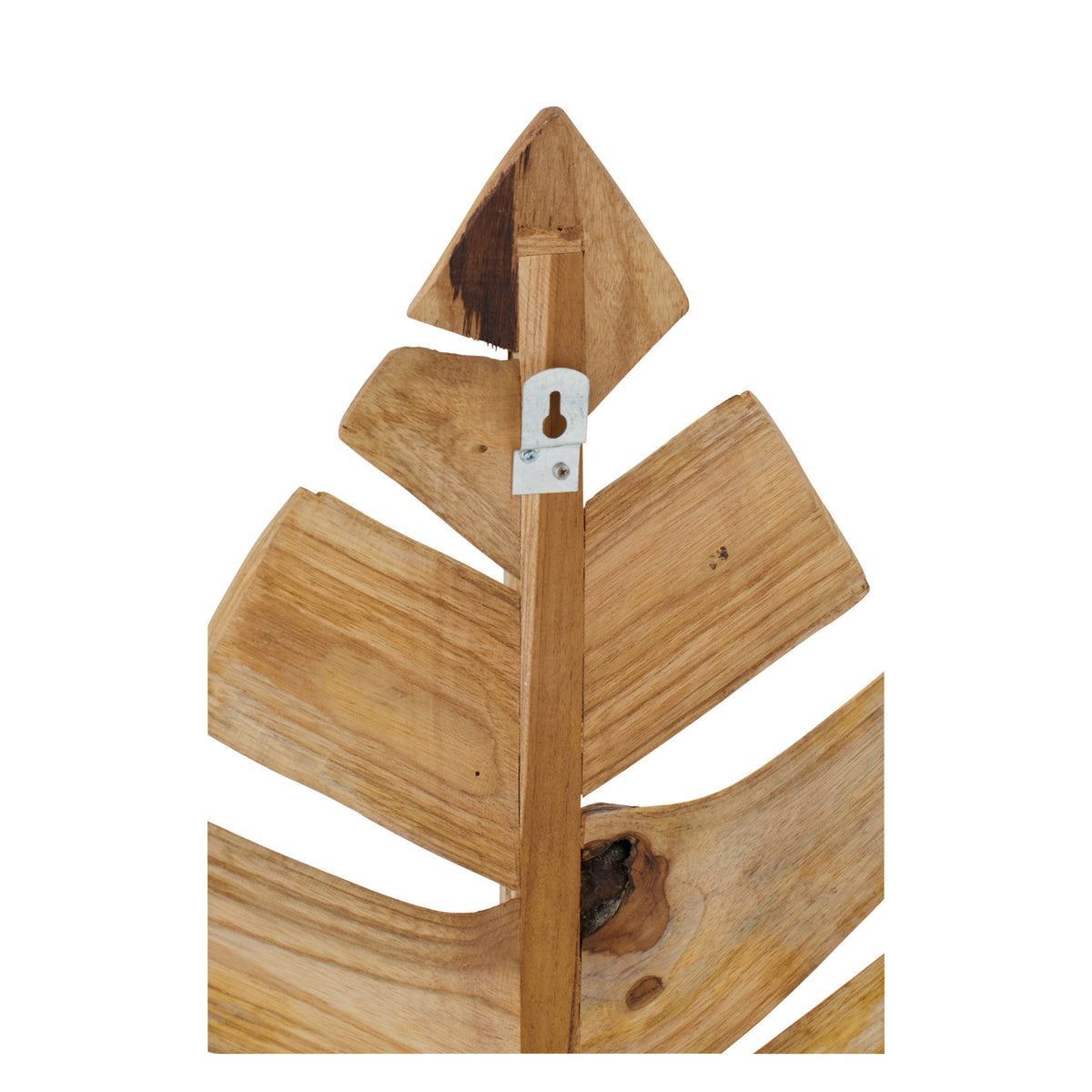 Set of 2 Wall Objects Leaves Teak Wood Natural J-Line