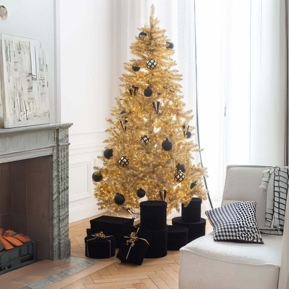 Christmas Tree Artificial PVC Gold-Colored Large H210cm J-Line