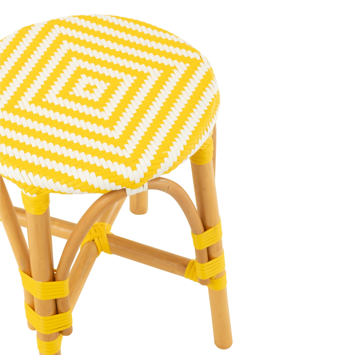 Outdoor Stool Geo Round Rattan Yellow/White J-Line