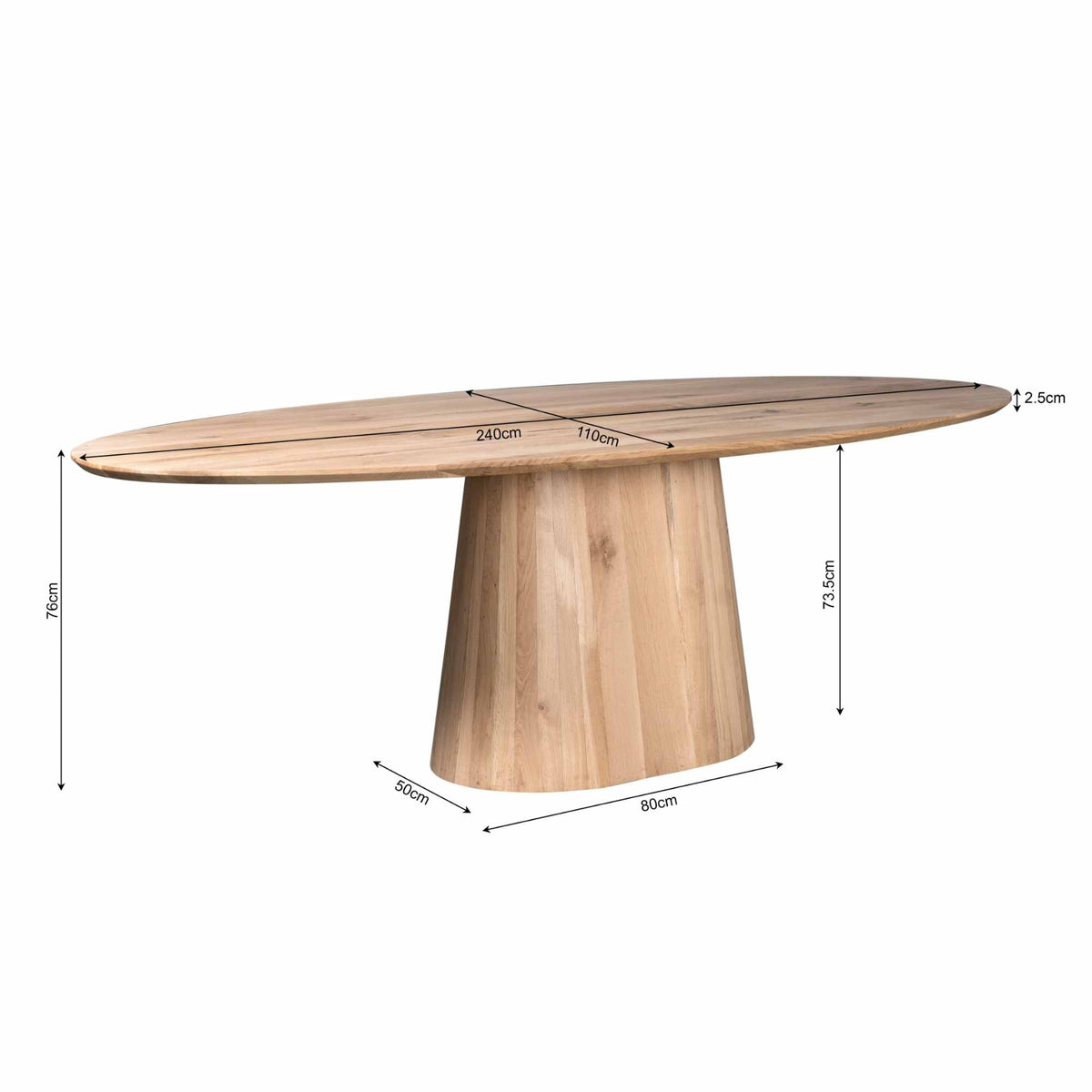 Riga Dining Table Natural Oak Oval 240cm Starfurn