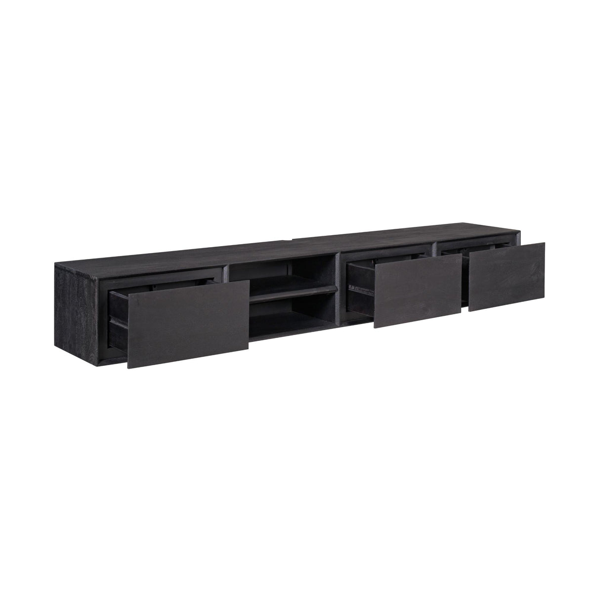 Floating TV Stand Ambiance Mango Wood Black 200cm Starfurn