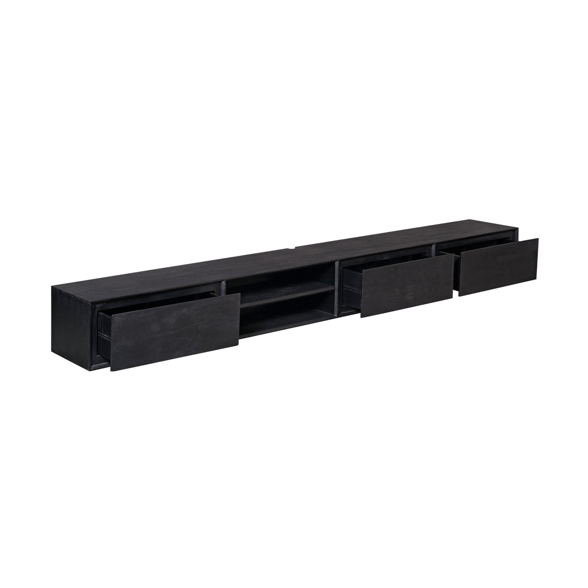 Floating TV Stand Ambiance Mango Wood Black 280cm Starfurn