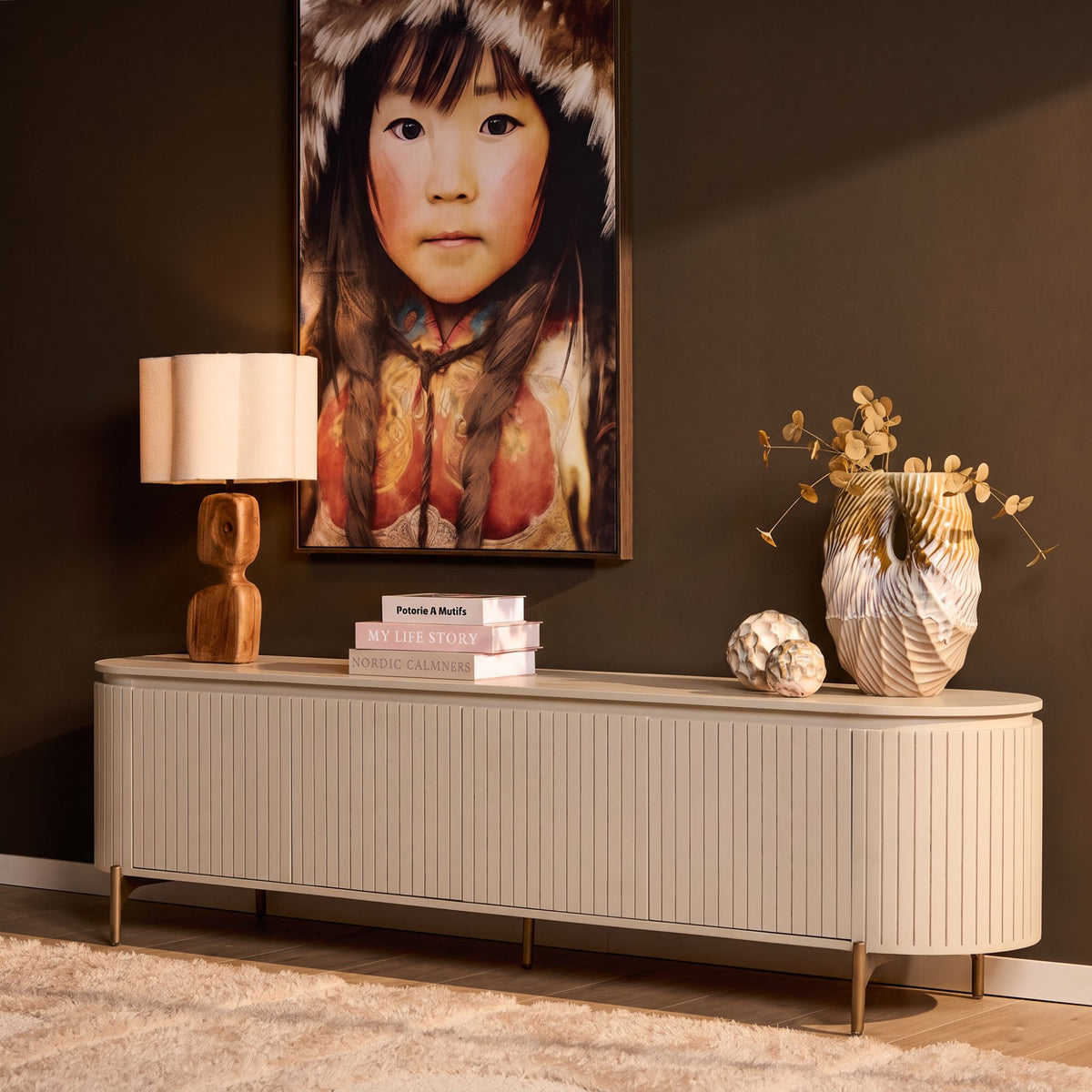 Solana Mango Wood TV Stand Sand 210cm Starfurn