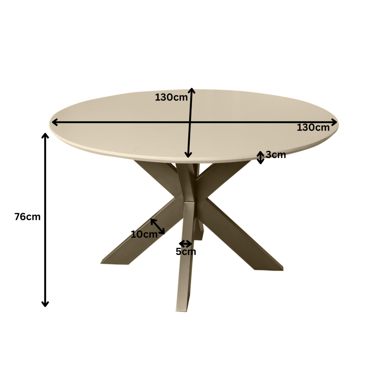 Madison Mango Wood Sand Round Dining Table 130cm Starfurn