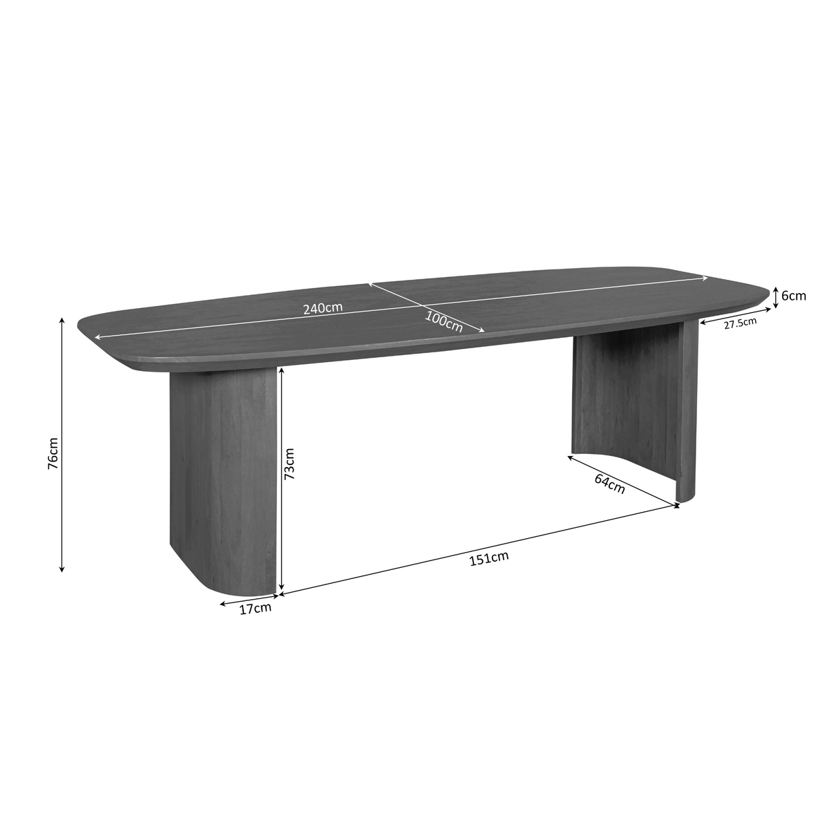 Maré Mango Wood Dining Table Brown 240cm Starfurn