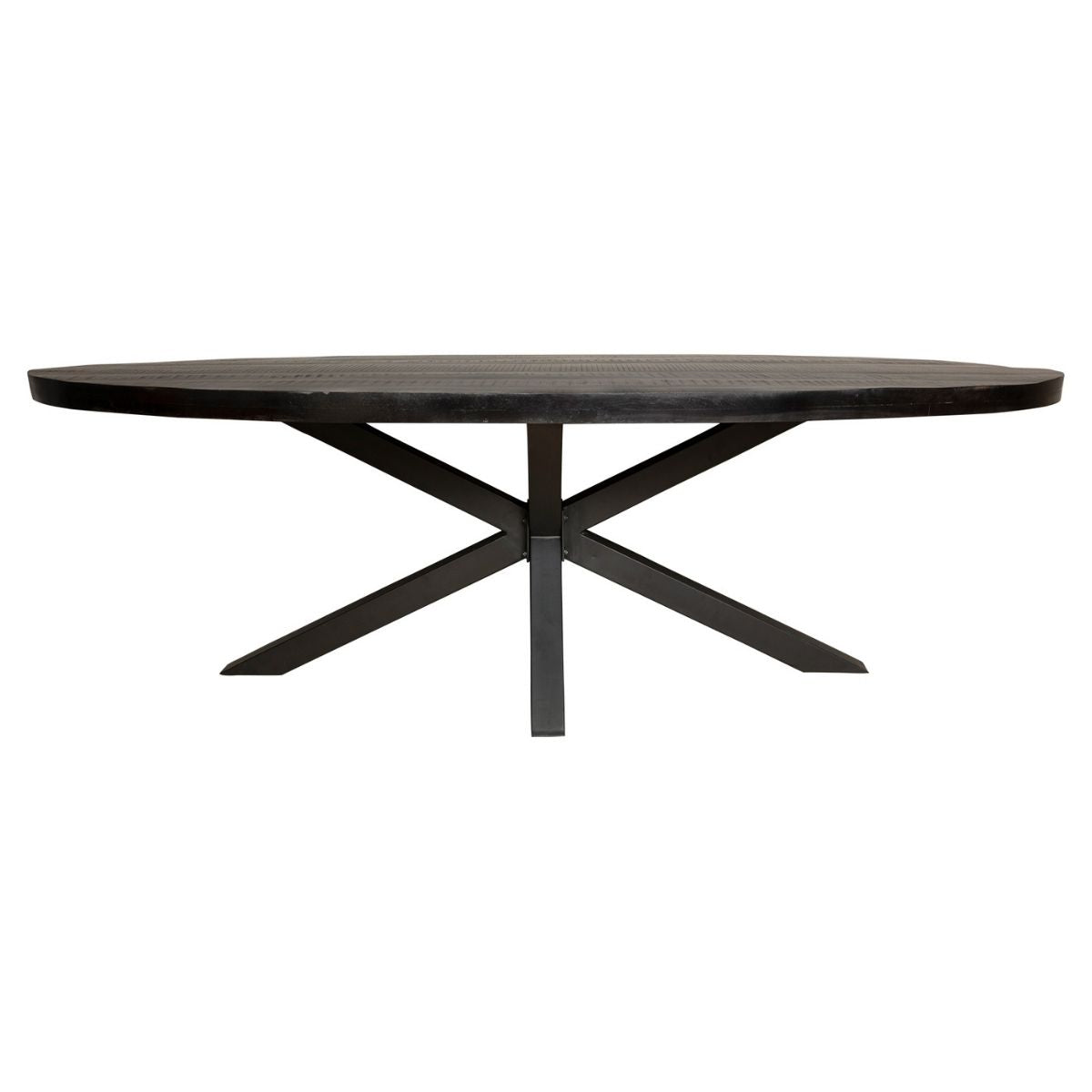 Denver Mango Wood Black Oval Dining Table 240cm Starfurn