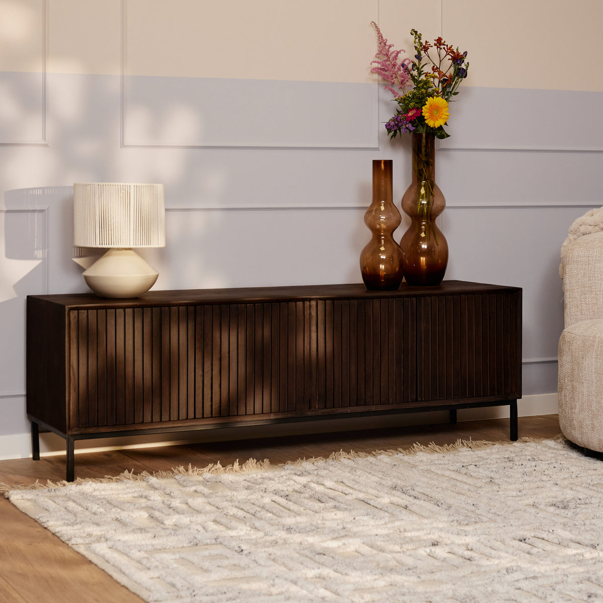 TV Stand Madison Mango Wood Brown 165cm Starfurn