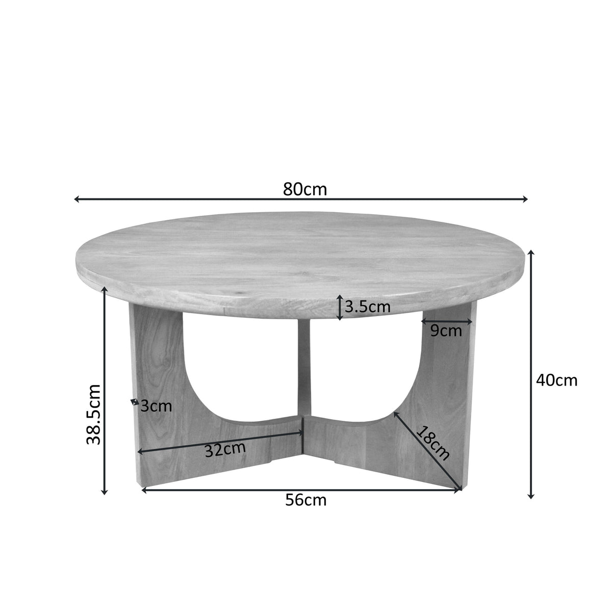 Coffee Table Guus Natural Mango Wood 80cm Starfurn