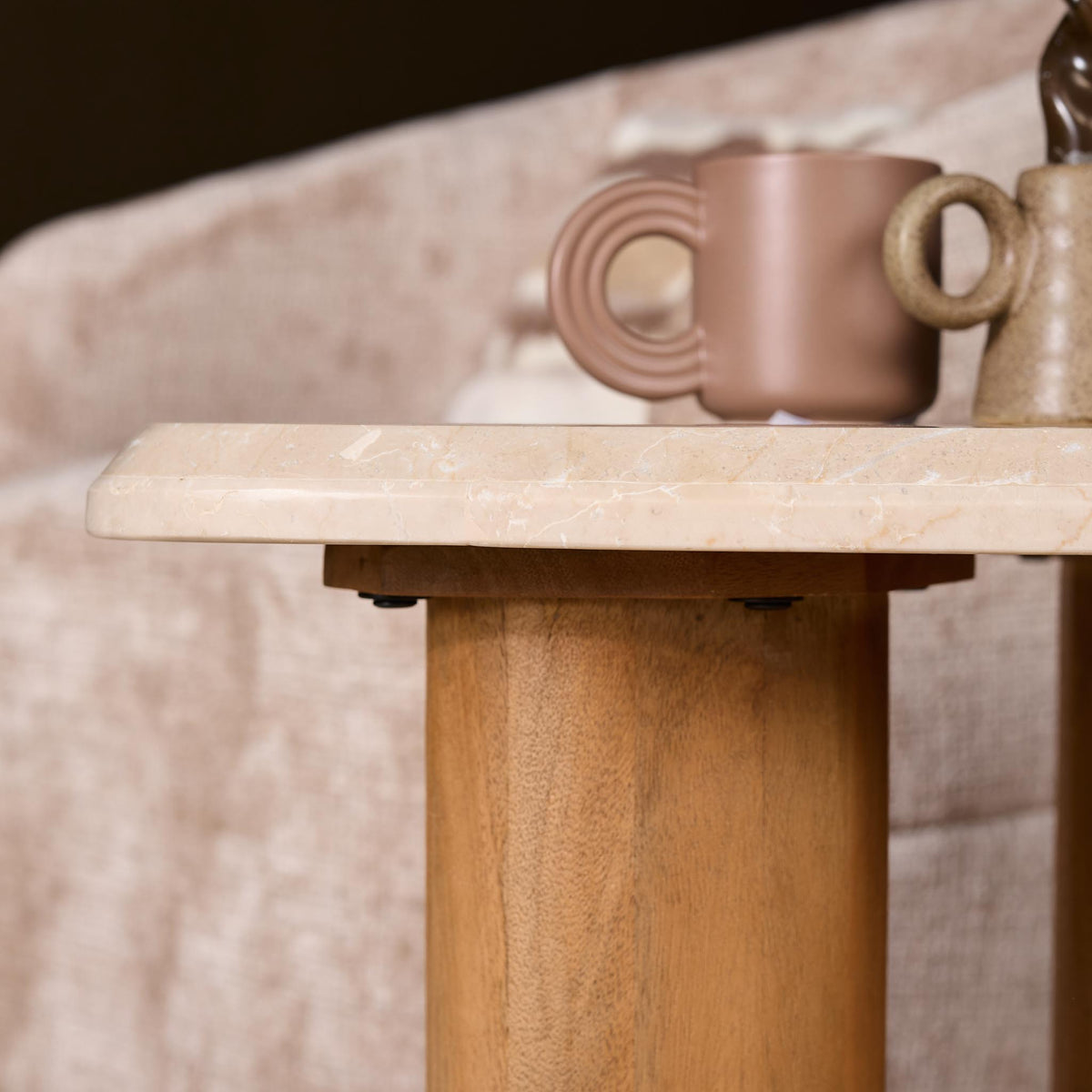 Side table Nuvé Botticino Natural Marble 60cm Starfurn