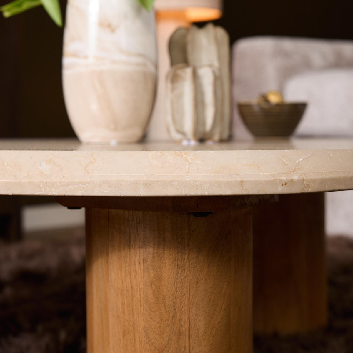 Side table Nuvé Botticino Natural Marble 60cm Starfurn
