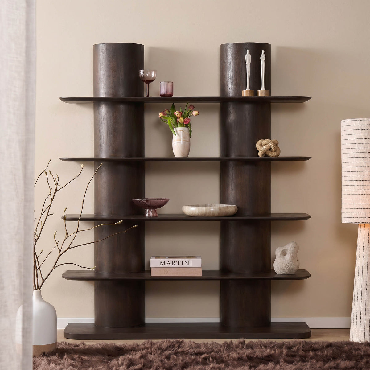 Finn Mango Wood Bookcase Brown 180cm Starfurn