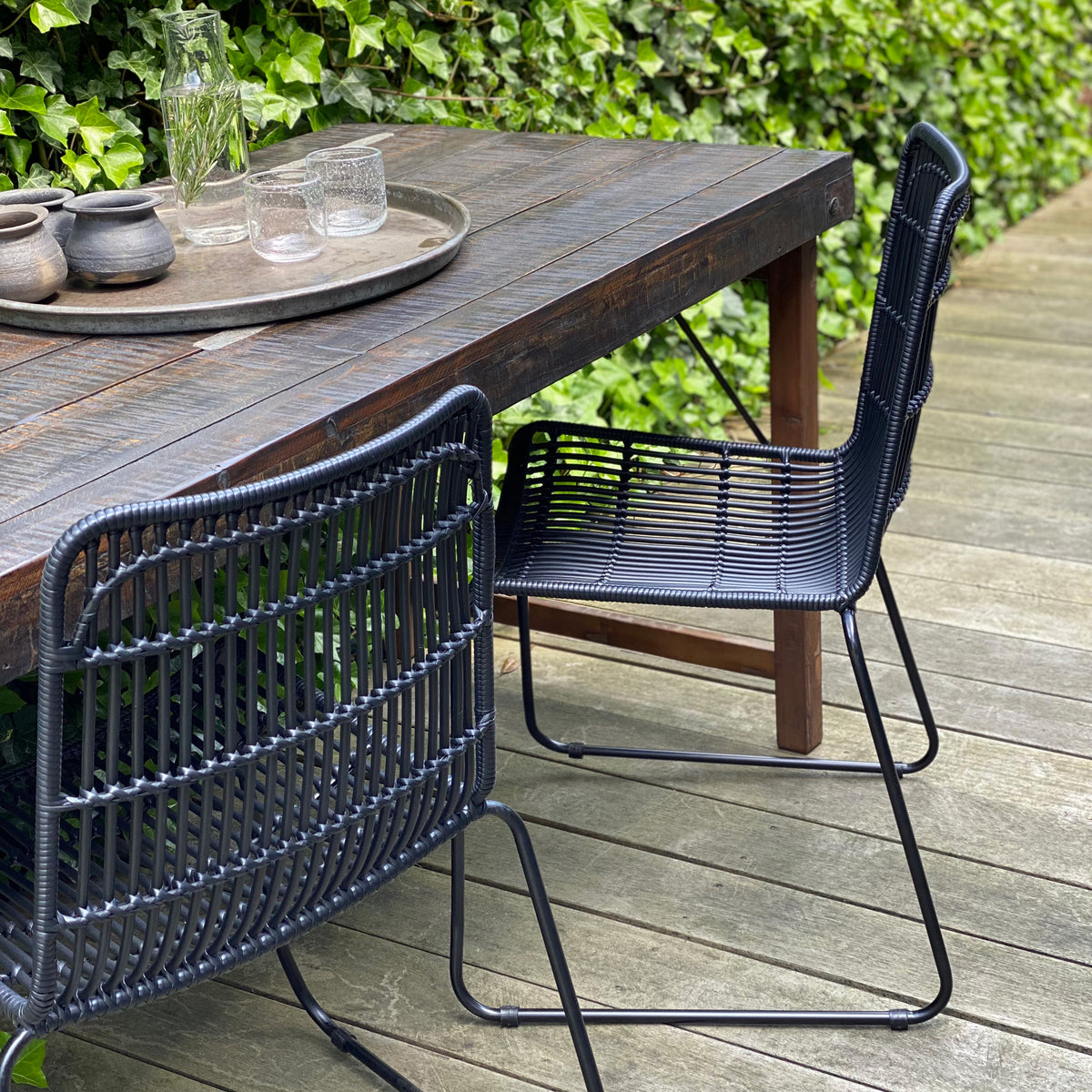 Jane Patio Chair Black Set of 2 Raw Materials
