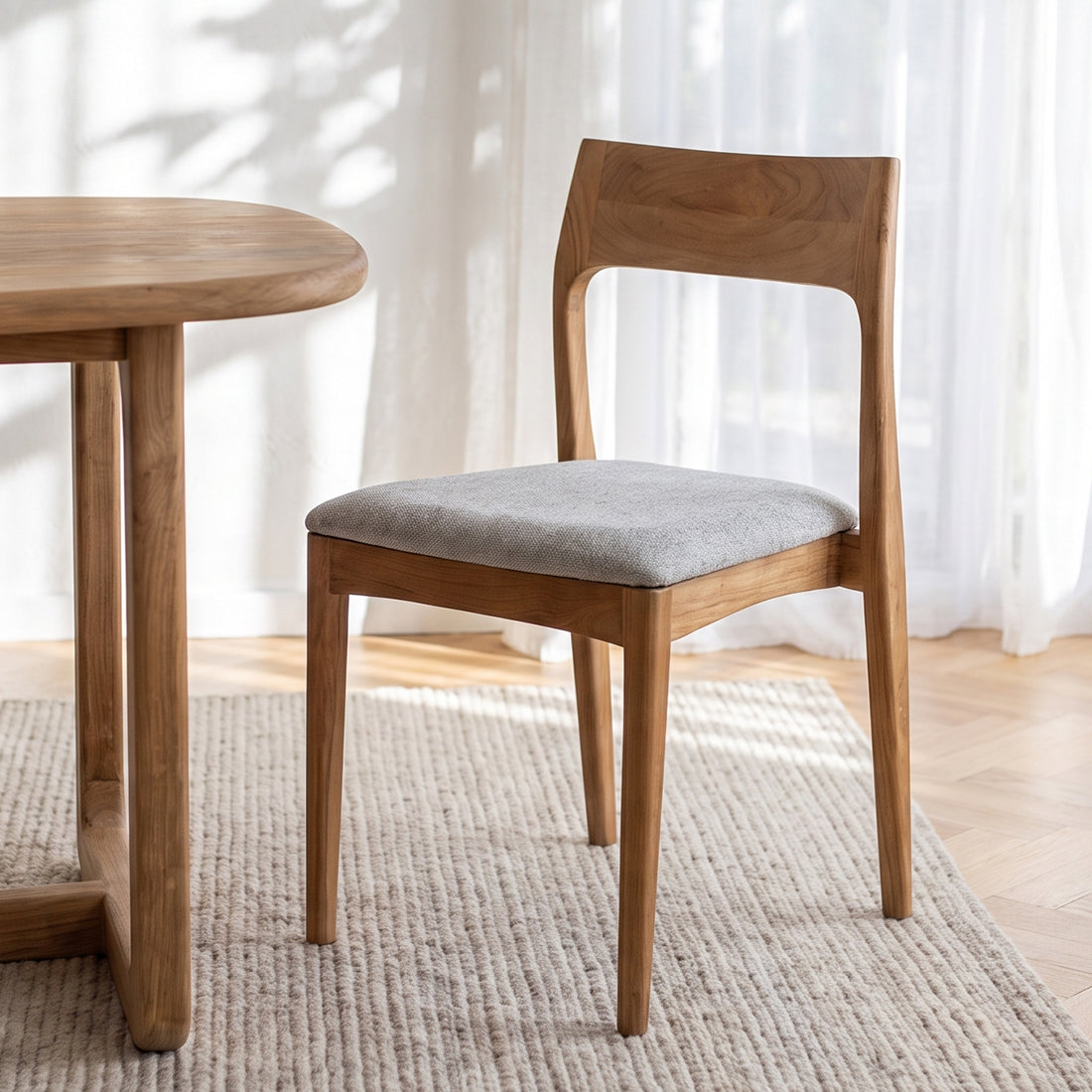 Freya Teak Dining Chair without Armrest Light Green Set of 2 Raw Materials