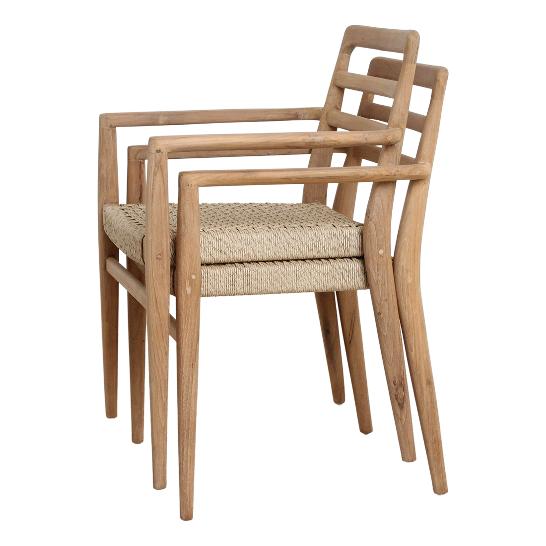 Verano Patio Chair with Armrest Natural Set of 2 Raw Materials