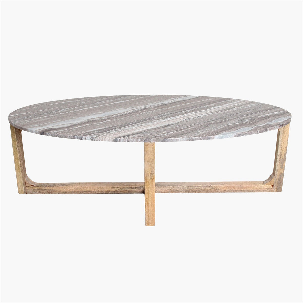 Coffee Table Marble Fantasy Oval Brown Raw Materials