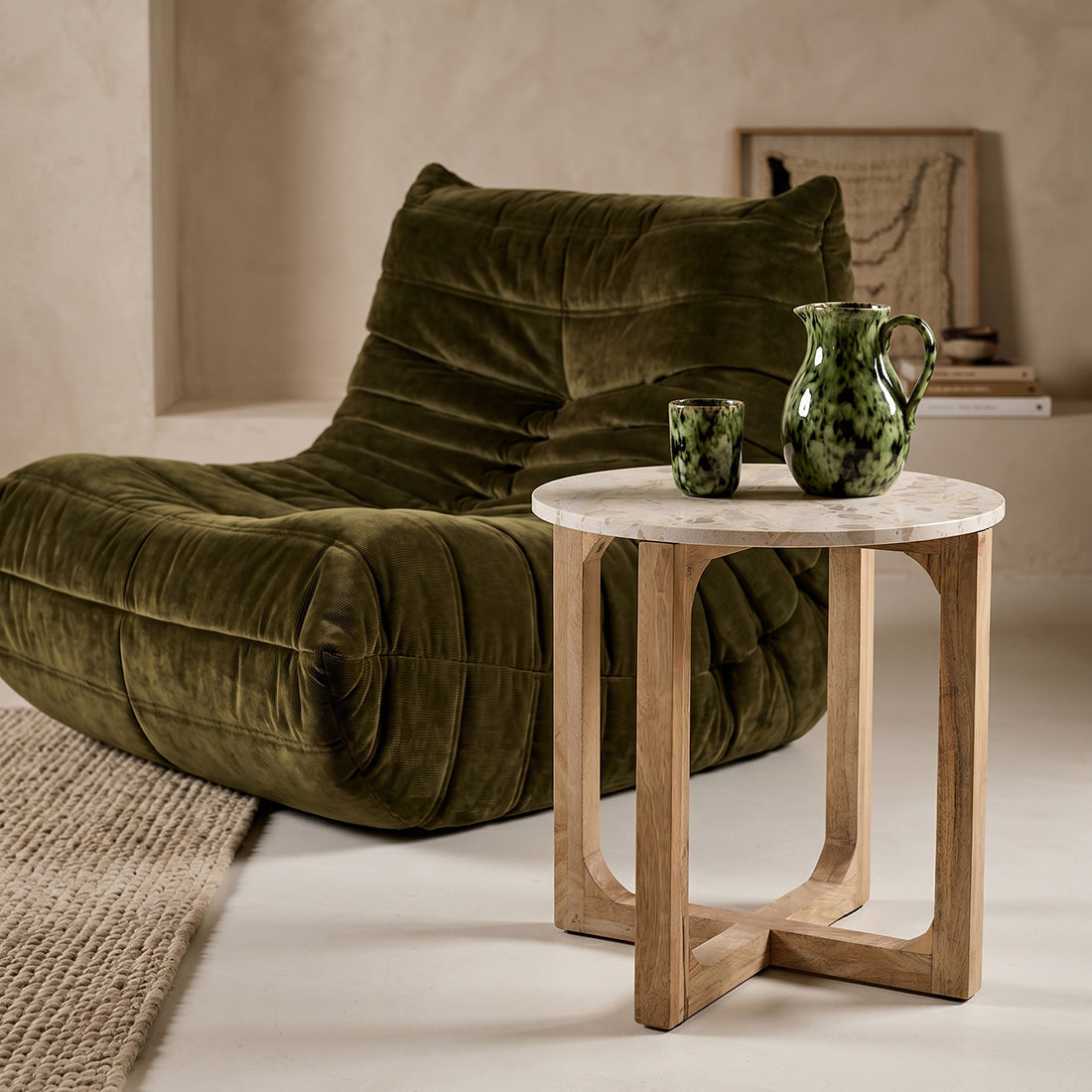 Marble side table Cream - 50x50x50 cm Raw Materials