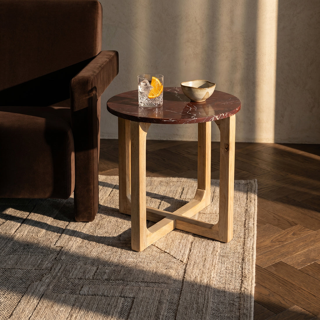 Marble side table round ‘Cherry’ Raw Materials