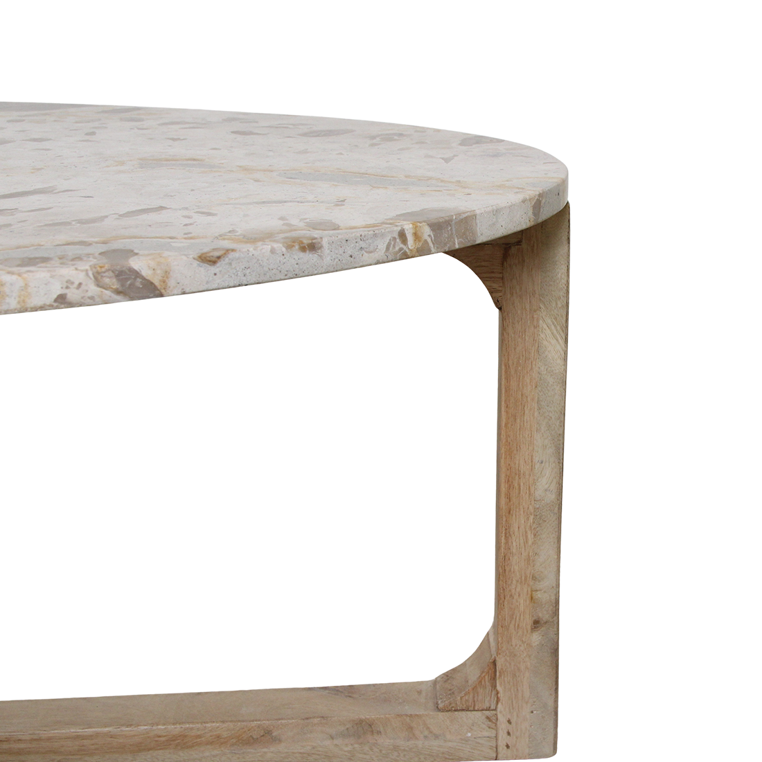 Oval Marble Coffee Table Cream Raw Materials