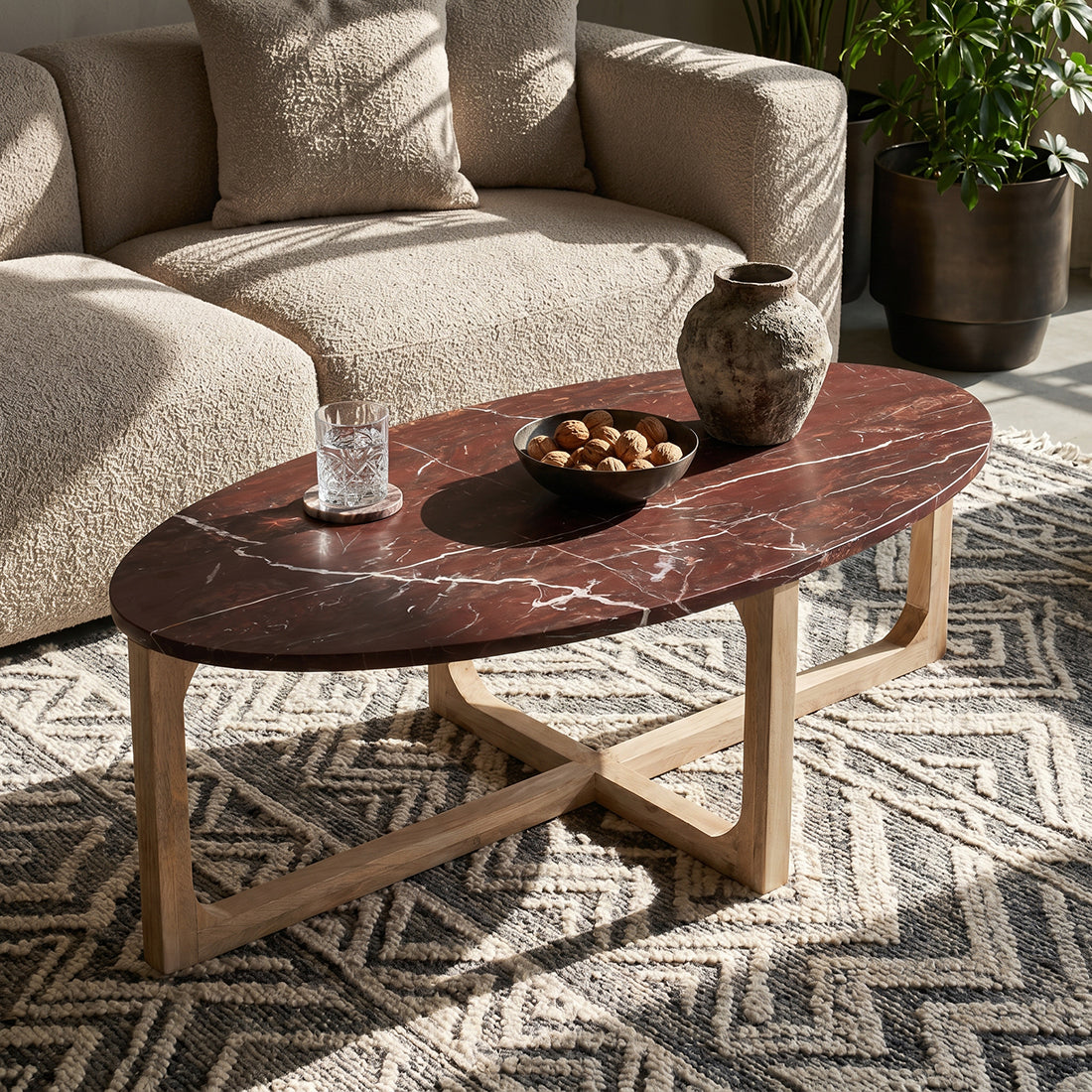 Oval Marble Coffee Table ‘Cherry’ Raw Materials