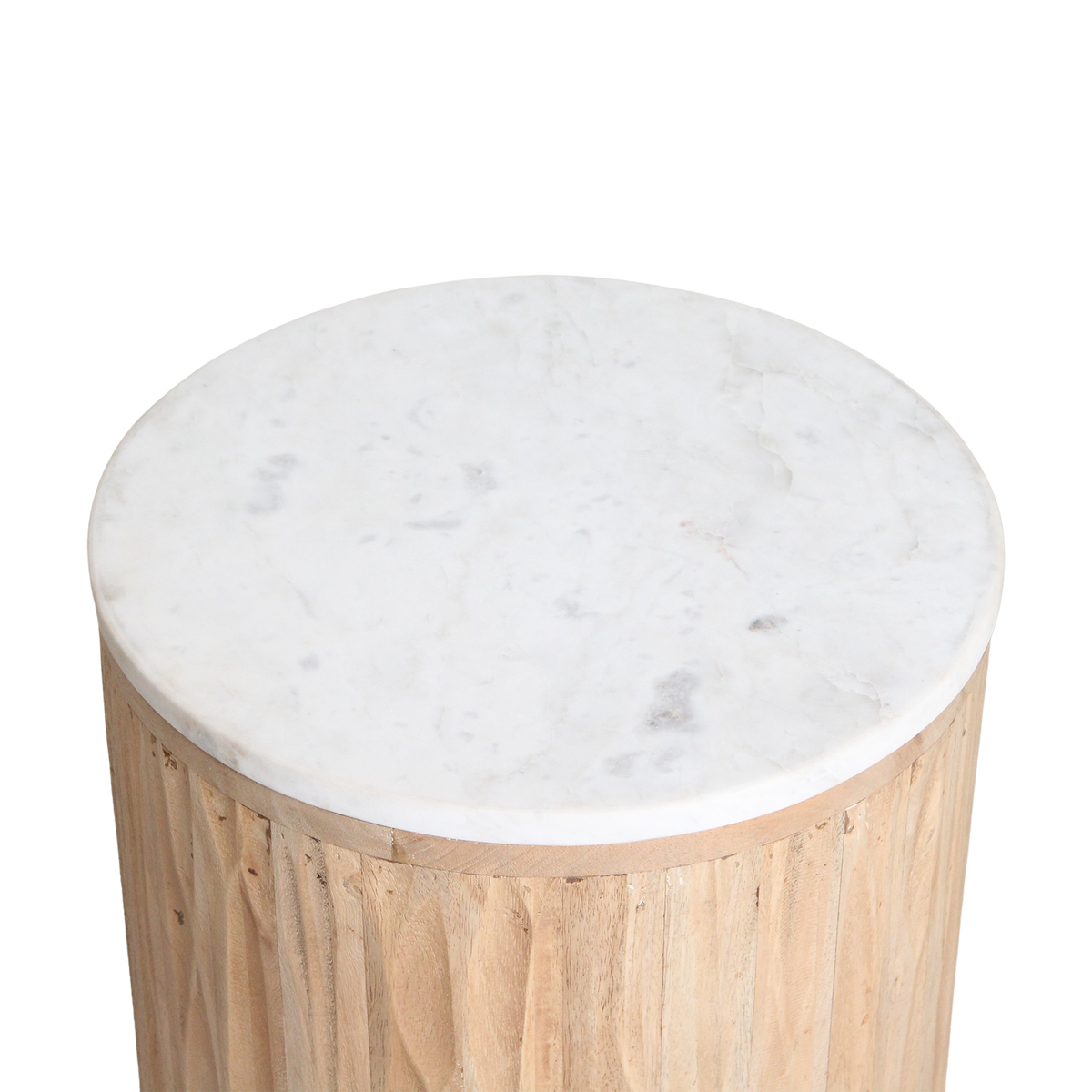 Round Side Table Malakka White Marble Raw Materials