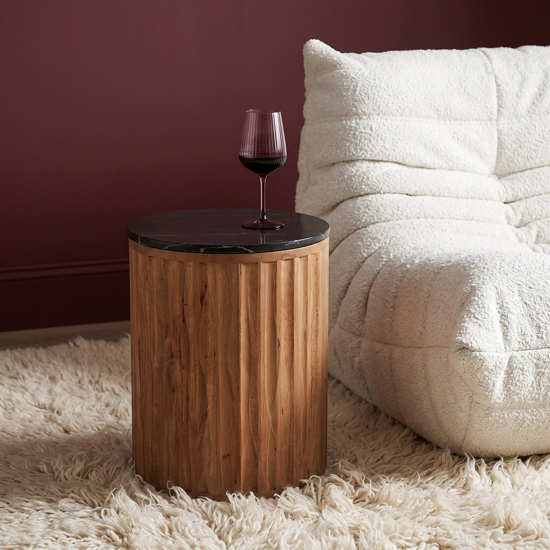 Round Side Table Langkawi Black Marble Raw Materials