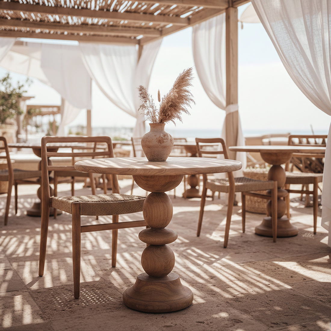 Outdoor Bistro Table Tao Teak Wood Ø69cm Raw Materials