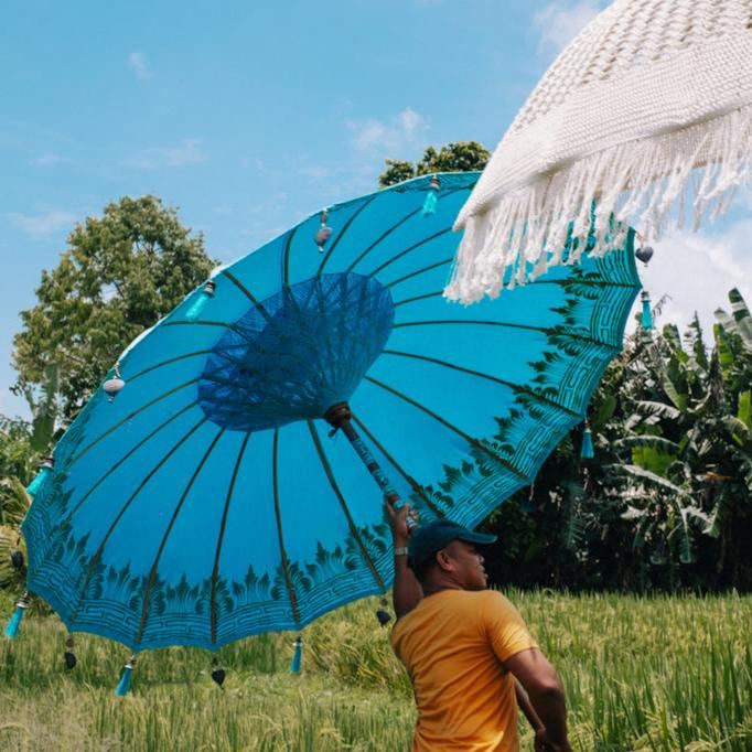 Bali Parasol - Blauw Half Zilver - 180cm - Parasol - Todo Bien - livinglovely.nl