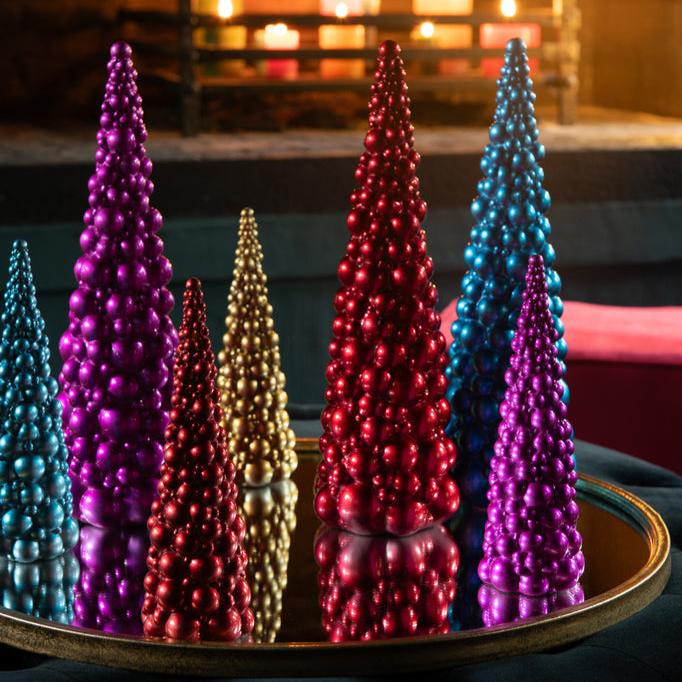Ballen Kerstboom Resine Mix Small Set Van 4 - Kerstdecoratie - J-Line - livinglovely.nl