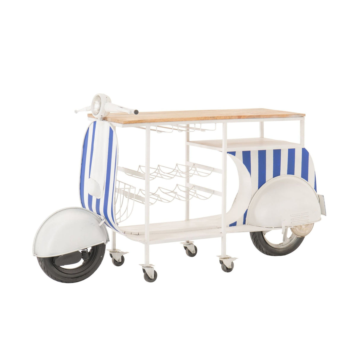 Bar stool Retro Scooter Striped Iron Blue/White J-Line