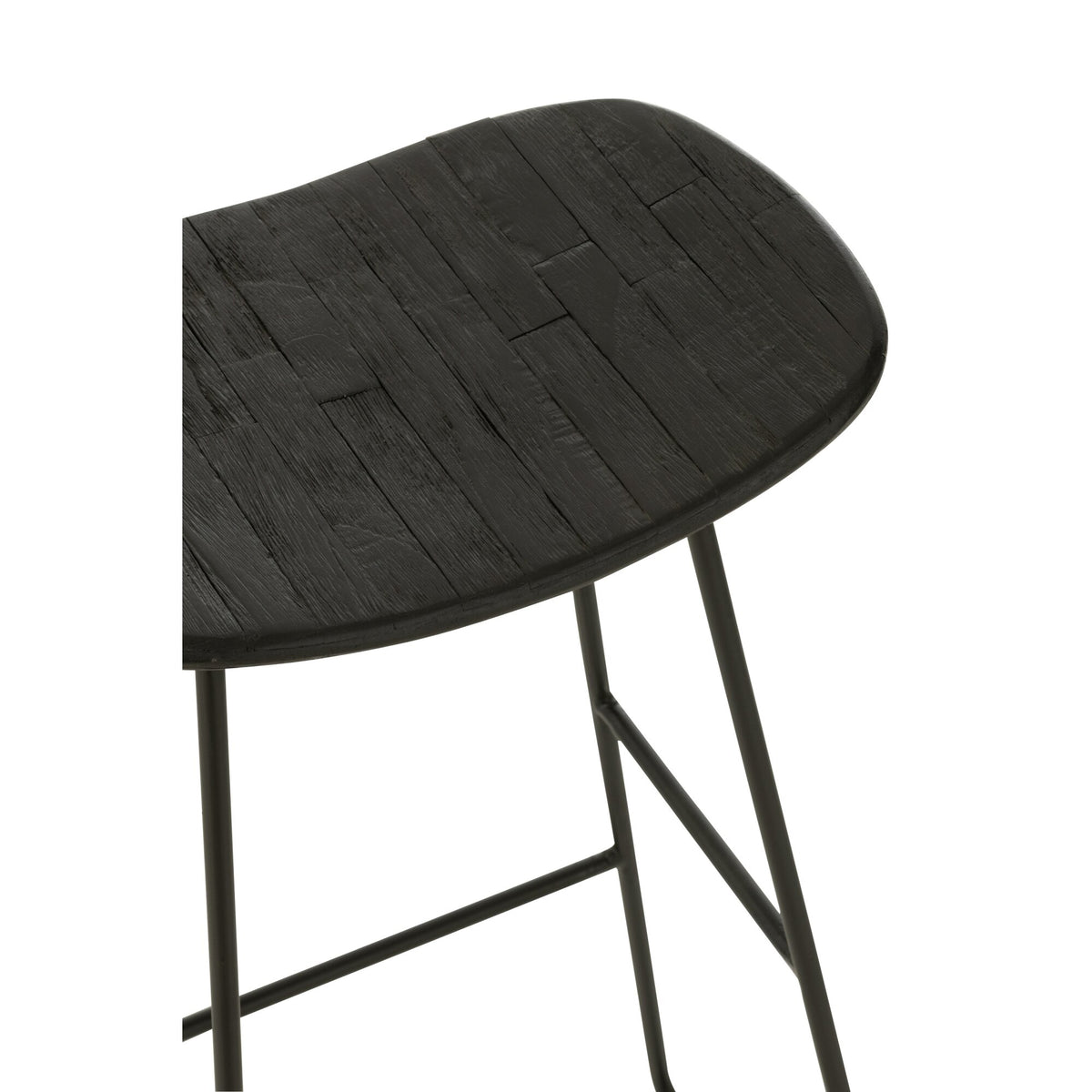 Bar stool Rectangular Recycled Teak Black Large J-Line