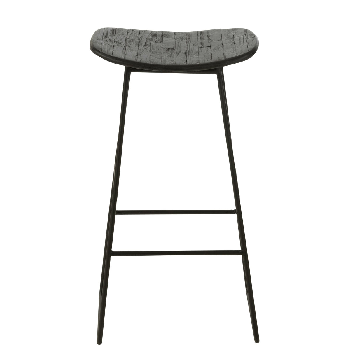 Bar stool Rectangular Recycled Teak Black Large J-Line